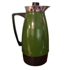 Vintage Mid Century Avocado Green Insulated Coffee Carafe Thermal Pitcher 10.5"